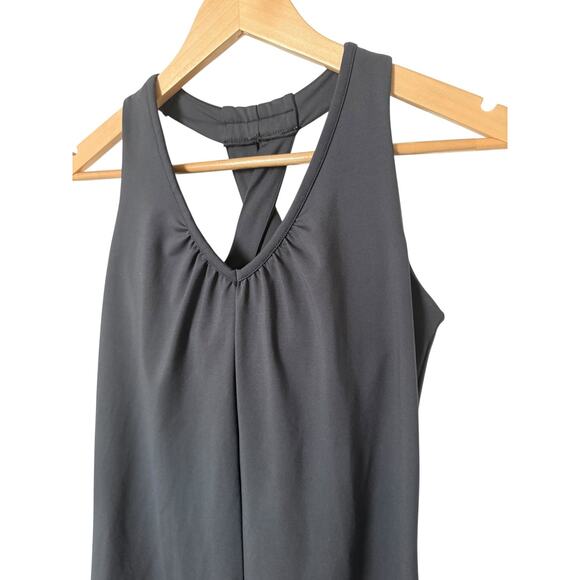 Athleta Dark Grey Small Athletic Dress V-Neck Cross Back Dress Built in Bra - Picture 4 of 4